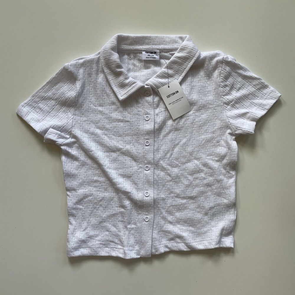 cotton on collared white crop top